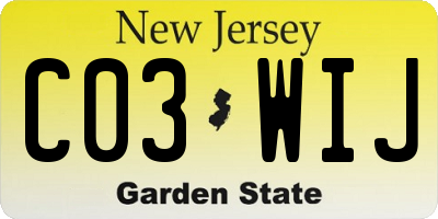 NJ license plate C03WIJ
