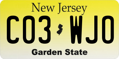 NJ license plate C03WJO
