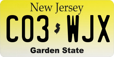 NJ license plate C03WJX