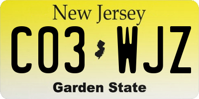 NJ license plate C03WJZ