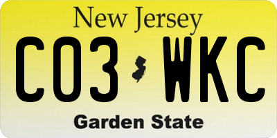 NJ license plate C03WKC