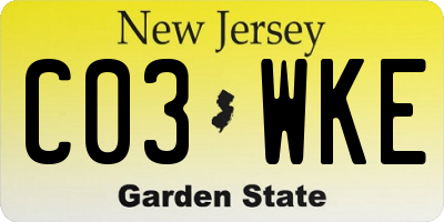 NJ license plate C03WKE