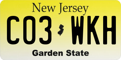 NJ license plate C03WKH