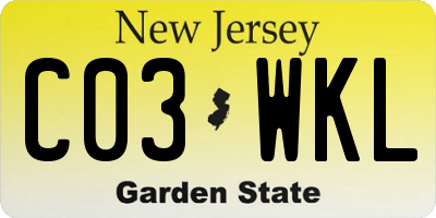 NJ license plate C03WKL