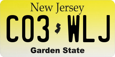 NJ license plate C03WLJ