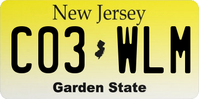 NJ license plate C03WLM