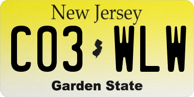 NJ license plate C03WLW