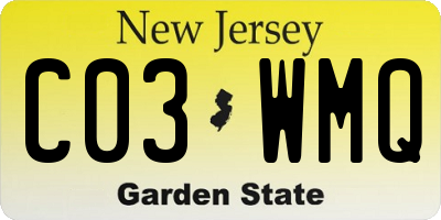 NJ license plate C03WMQ