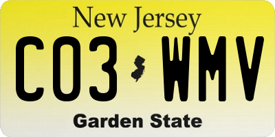 NJ license plate C03WMV