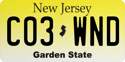 NJ license plate C03WND
