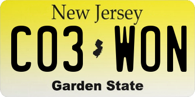 NJ license plate C03WON