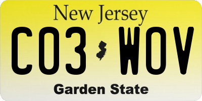 NJ license plate C03WOV