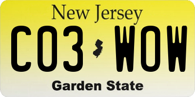 NJ license plate C03WOW