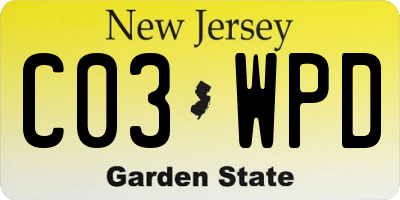 NJ license plate C03WPD
