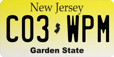NJ license plate C03WPM