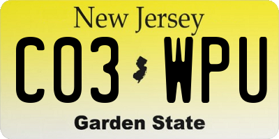 NJ license plate C03WPU