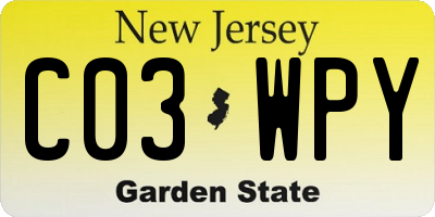 NJ license plate C03WPY