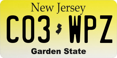 NJ license plate C03WPZ