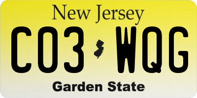 NJ license plate C03WQG