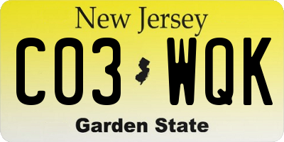 NJ license plate C03WQK