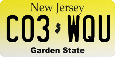 NJ license plate C03WQU