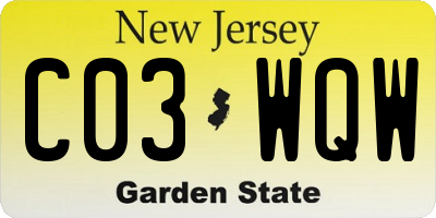 NJ license plate C03WQW