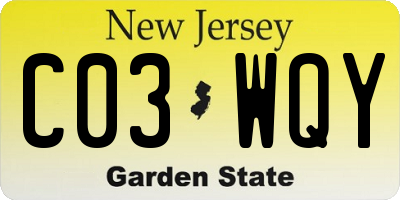 NJ license plate C03WQY