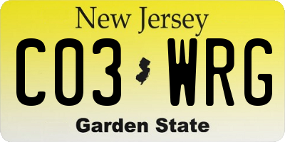 NJ license plate C03WRG