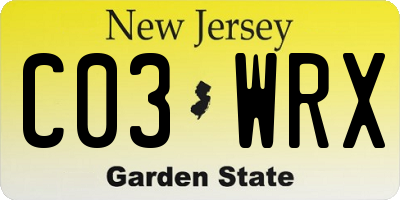 NJ license plate C03WRX
