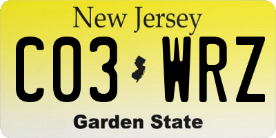 NJ license plate C03WRZ