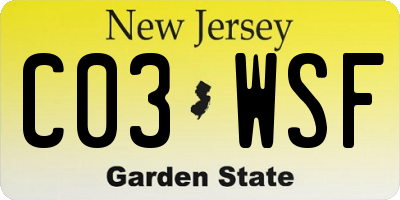 NJ license plate C03WSF