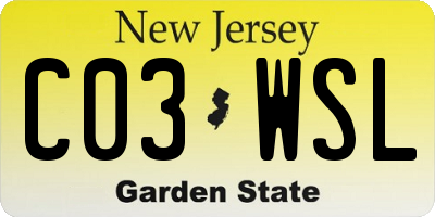 NJ license plate C03WSL