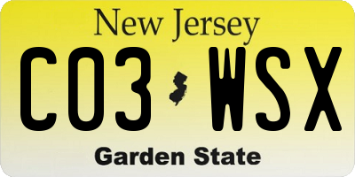 NJ license plate C03WSX