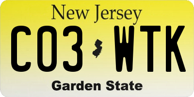NJ license plate C03WTK