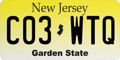 NJ license plate C03WTQ