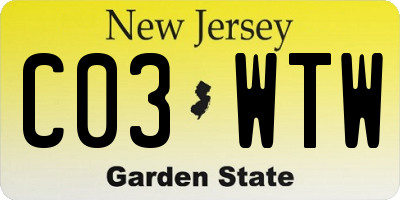 NJ license plate C03WTW