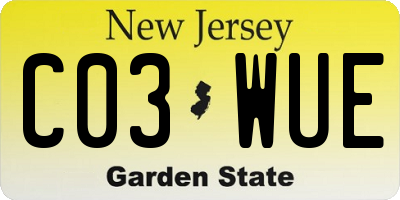 NJ license plate C03WUE