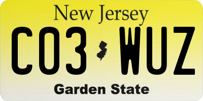 NJ license plate C03WUZ