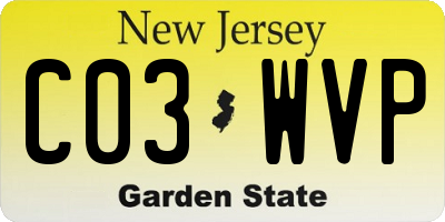 NJ license plate C03WVP