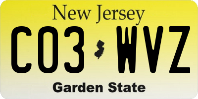 NJ license plate C03WVZ