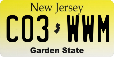 NJ license plate C03WWM