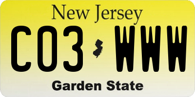 NJ license plate C03WWW