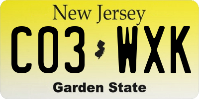 NJ license plate C03WXK