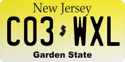 NJ license plate C03WXL