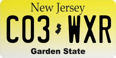 NJ license plate C03WXR