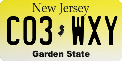 NJ license plate C03WXY