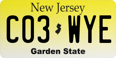 NJ license plate C03WYE