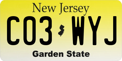 NJ license plate C03WYJ