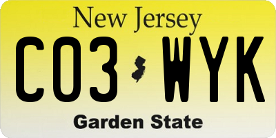 NJ license plate C03WYK