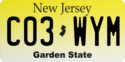 NJ license plate C03WYM